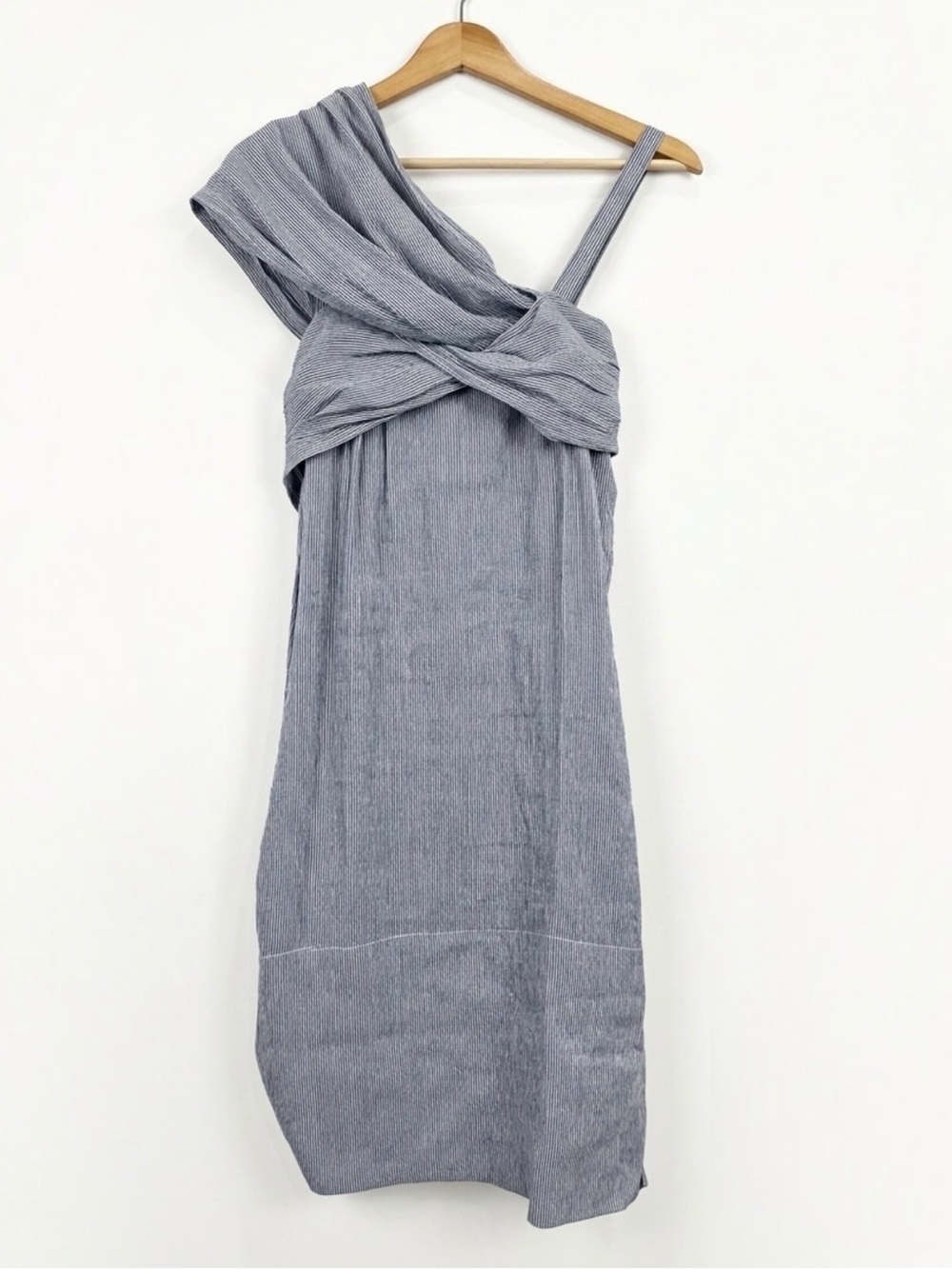 Chloé NWT $2730 Striped Linen Silk Draped Midi Dress FR 34 US 2